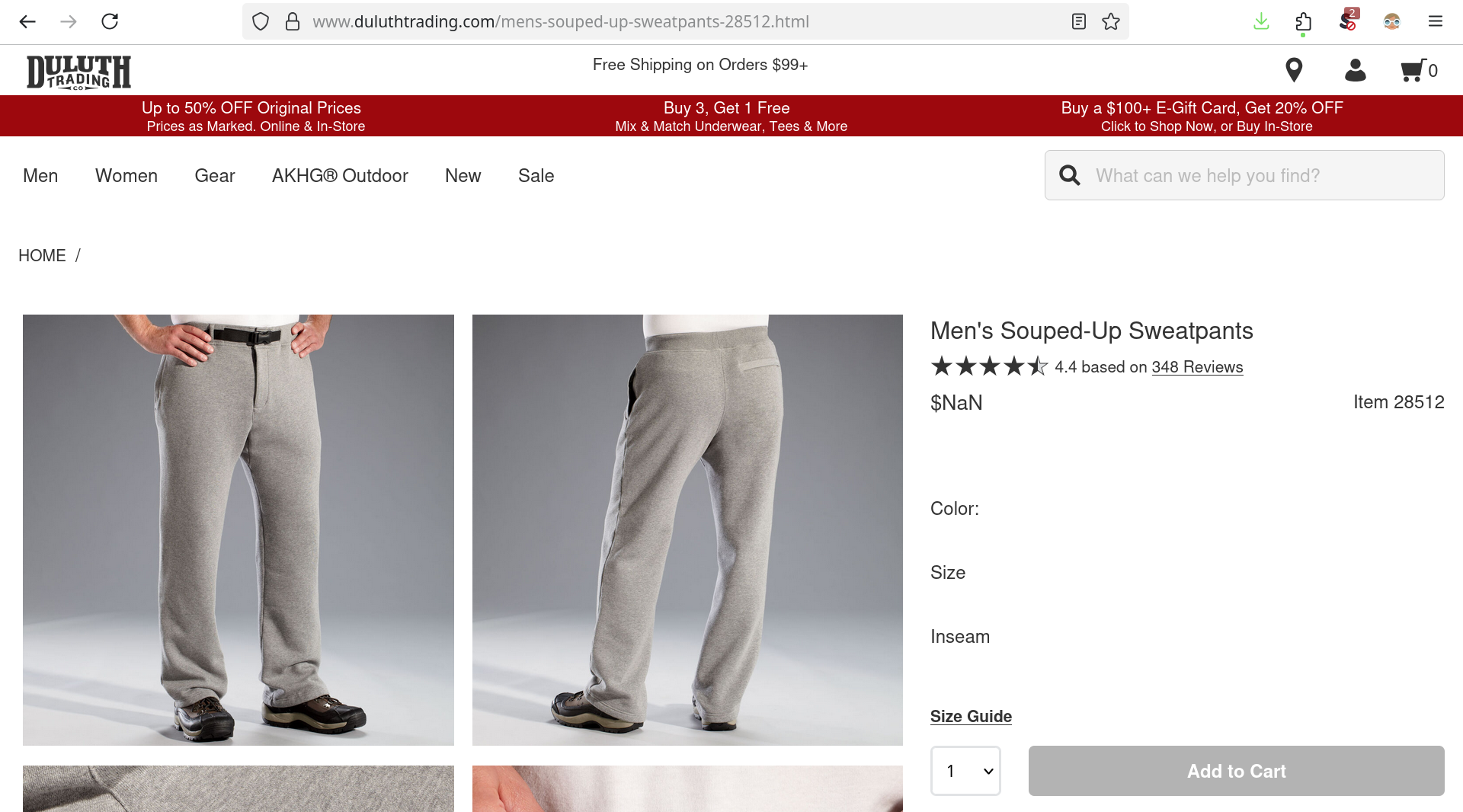 Duluth Trading Company selling items for NaN dollars