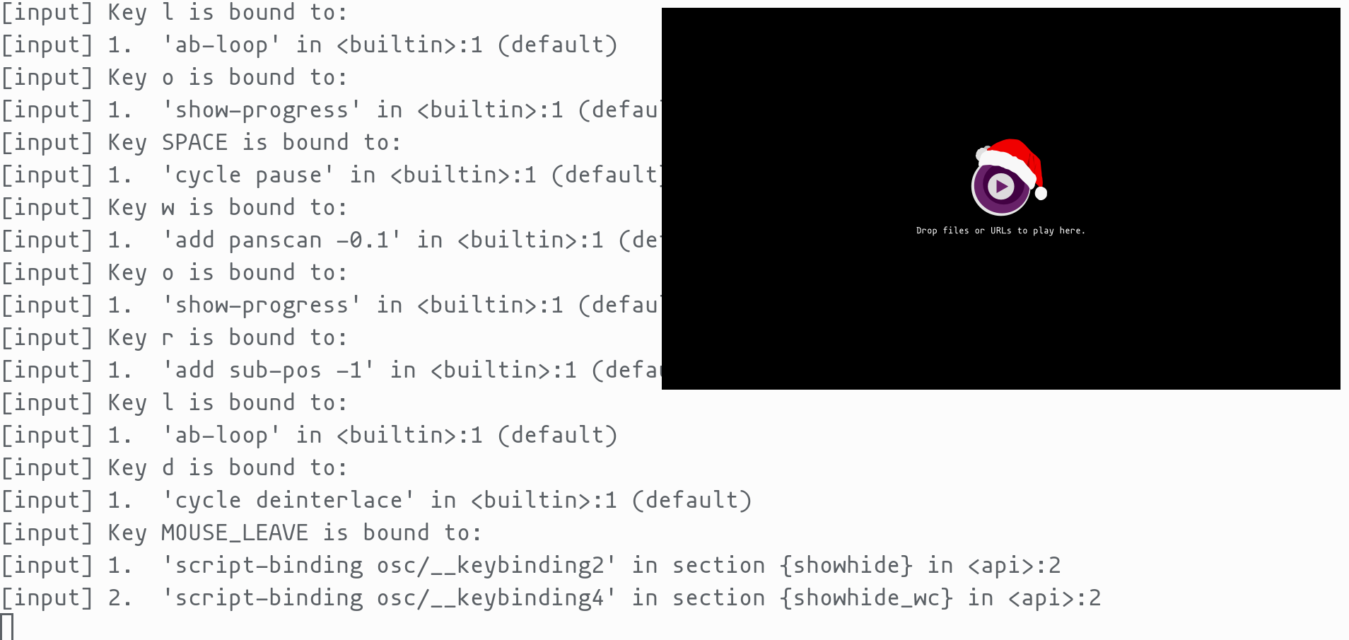 mpv --input-test --force-window --idle then mash keys